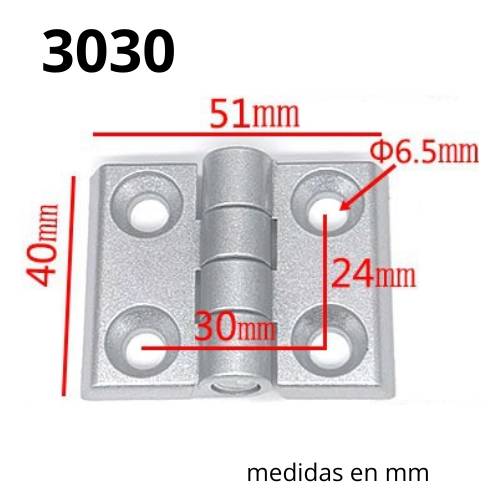 Dimensiones bisagra para perfil 3030